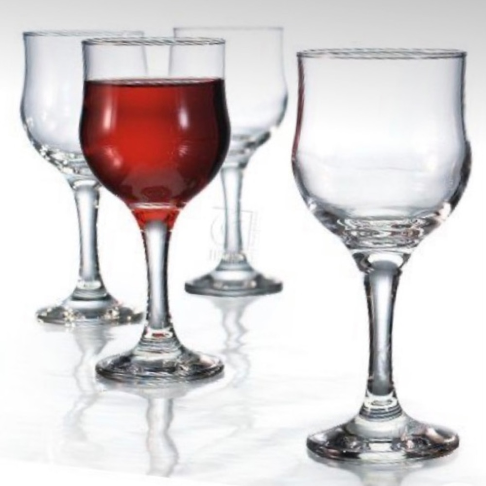Tabletop Essentials NEW in Box Glass Set of 4 Stemmed Goblets Chalices 11 oz